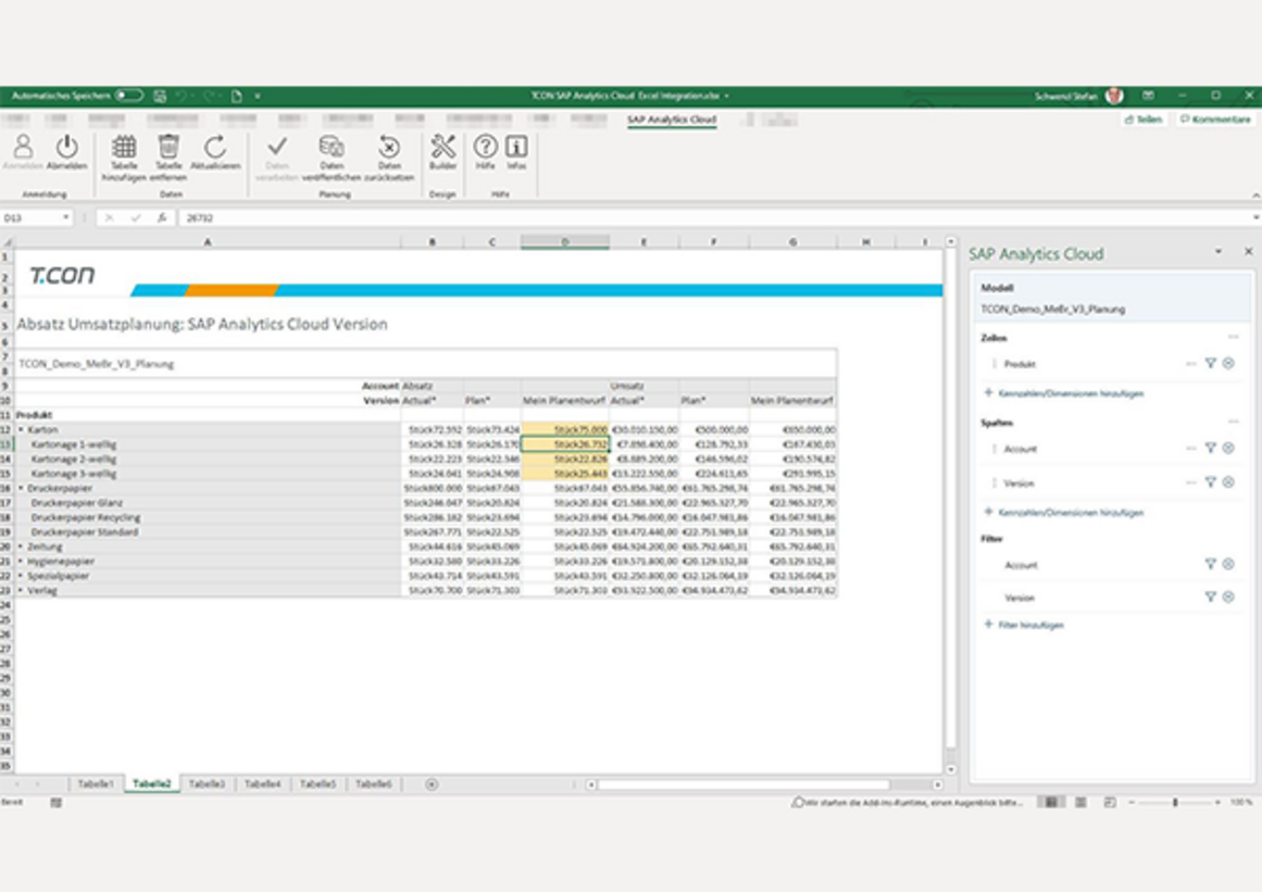 SAP ANALYTICS CLOUD ADD-IN FOR MICROSOFT OFFICE 
